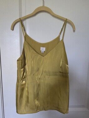 NWOT A New Day Metallic Gold V‑Neck Satin Camisole